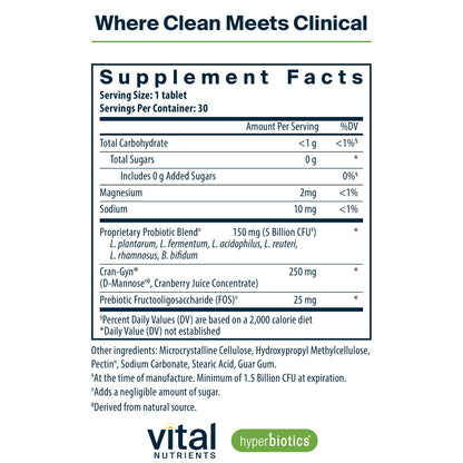 Hyperbiotics Vital Nutrients Pro Women Probiotics for Women | Vaginal Probiotics for PH Balance | Oral Probiotic for Vaginal Health and Urinary Tract Health | 6 Targeted Strains | 30 Vegan Tablets Hyperbiotics
