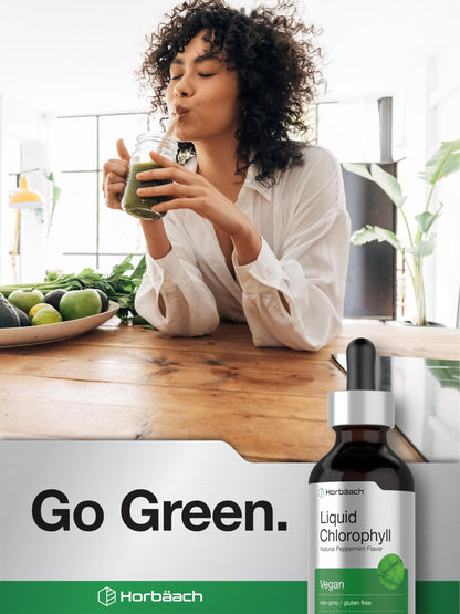 Horbäach Liquid Chlorophyll Drops | 2 oz | Vegan, Non-GMO, and Gluten Free Formula | Natural Peppermint Flavor Horbäach