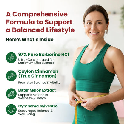 ForestLeaf Berberine Supplement - 1300mg per Serving - Ultra High Potency Berberine HCl with Ceylon Cinnamon, Bitter Melon & Gymnema ForestLeaf