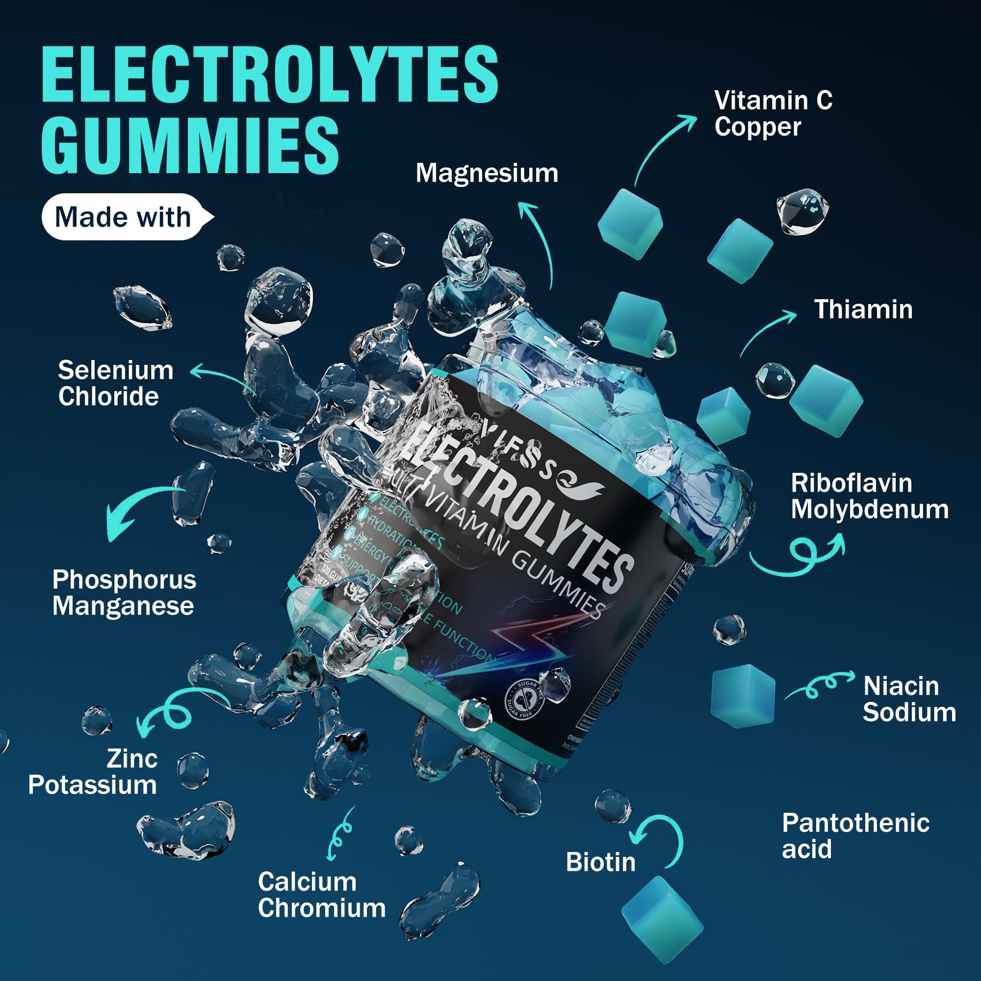 VIFSSG Electrolytes Gummies No Sugar, 120 Chewable Electrolyte Gummies with 6 Electrolytes for Runners and Endurance Sports, Refreshing Blue Raspberry, Hydration Electrolyte Chews, 1 Pack VIFSSG buy australia supplements