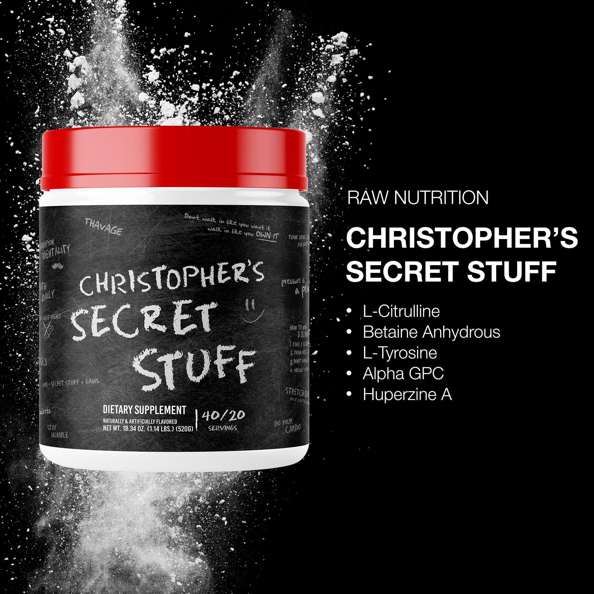 RAW Christopher's Secret Stuff Pre Workout Powder, Thavage (Tastes Like Winning) - Chris Bumstead CBUM Preworkout Supplement for Men & Women - Working Out, Hydration & Energy - 40 Servings RAW buy australia supplements