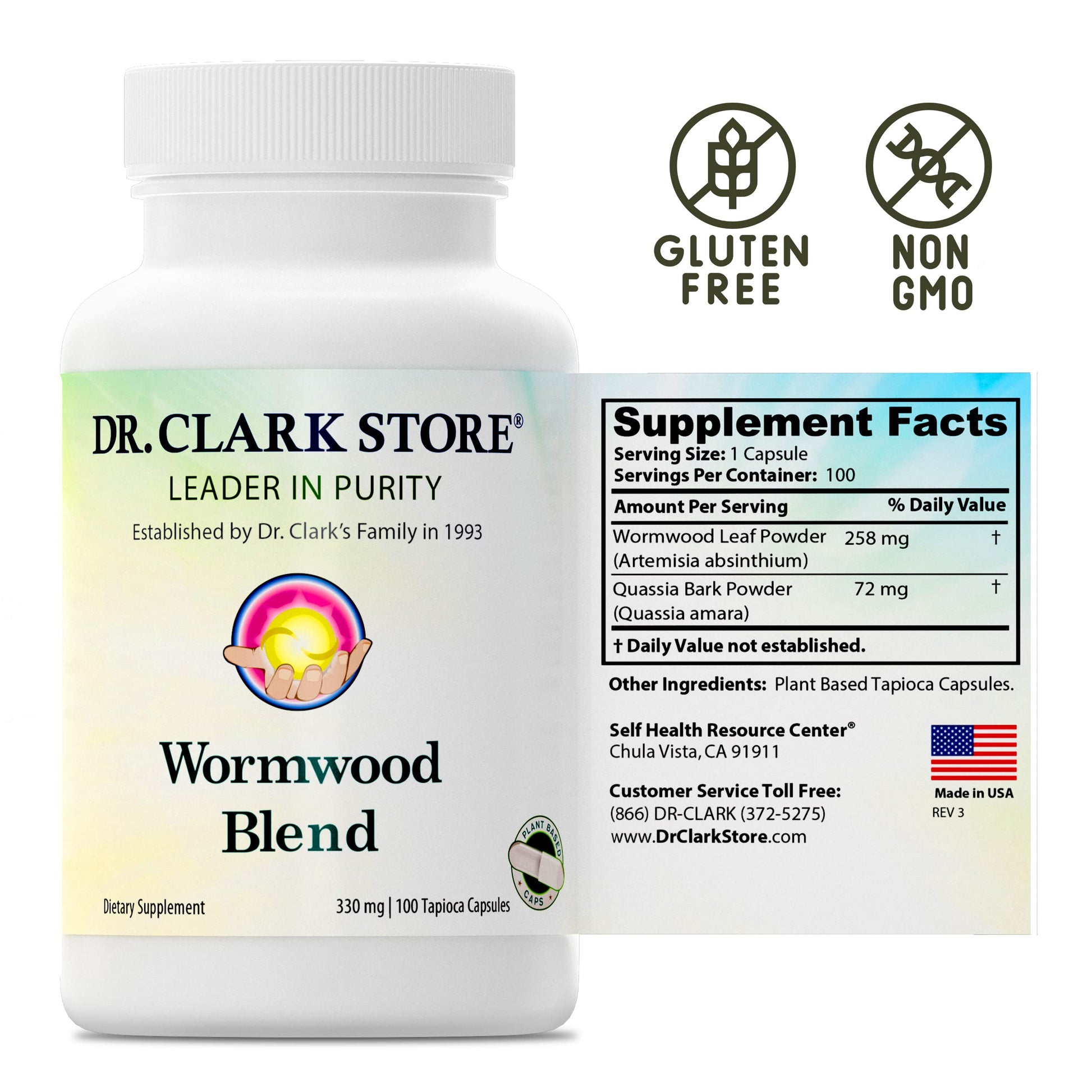 Dr Clark Superblend Wormwood Capsules - Vegetarian 330 mg, 100 Capsules - Wormwood Herb Without Artificial Preservatives, Wormwood Combination with Quassia Dr Clark Store buy australia supplements