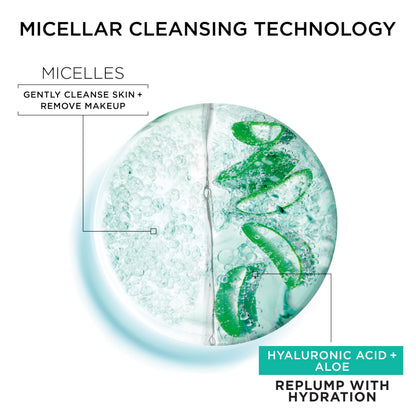 Garnier Micellar Water with Hyaluronic Acid, Facial Cleanser & Makeup Remover, Hydrating and Plumping, For All Skin Types, Vegan, Cruelty Free, 13.5 Fl Oz (400mL), 1 Count Garnier