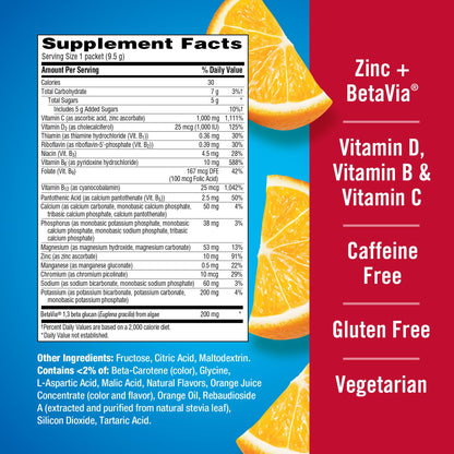 Emergen-C Immune+ Triple Action Immune Support Powder, BetaVia (R), 1000mg Vitamin C, B Vitamins, Vitamin D and Antioxidants Emergen-C