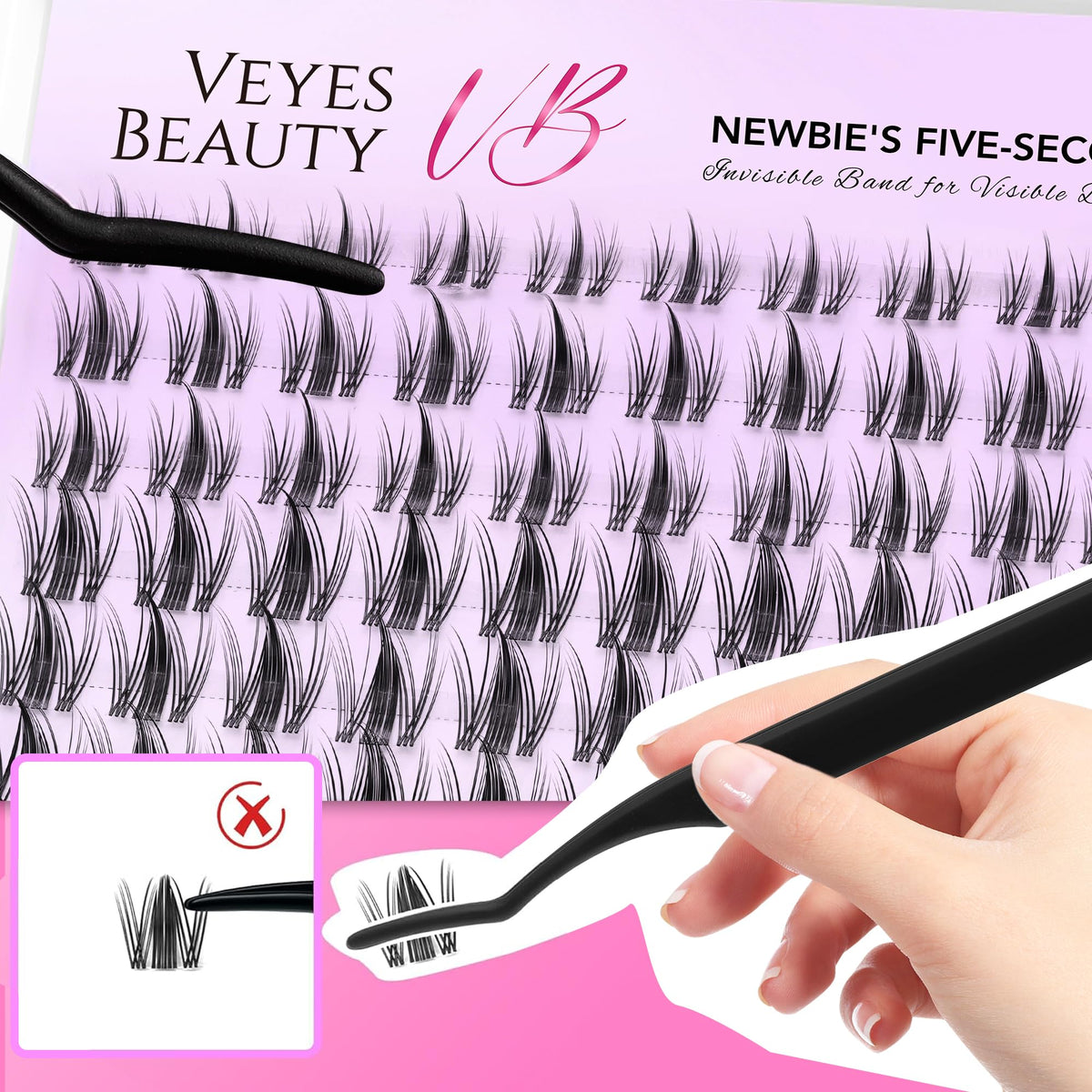 VEYESBEAUTY Manga Lash Clusters Eyelash Extensions Thin & Invisible Band VEYESBEAUTY
