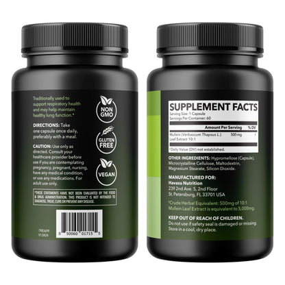 500mg Mullein Extract for Lung Support and Respiratory Health, 30 Count | Mullein Leaf Capsules for Respiratory Health, Vegan, Non-GMO Herbal Supplement for Overall Daily Wellness, 1 Month Supply Gsupps Australia