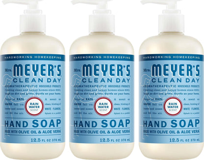 MRS. MEYER'S CLEAN DAY Hand Soap, Rain Water Scent, 12.5 Fl Oz Bottle - 3 Pack Mrs. MEYER'S