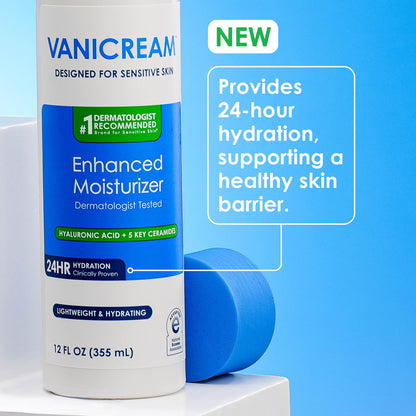 Vanicream Enhanced Moisturizer, 12 fl oz, Formulated without Common Irritants, Body Moisturizer, All-Day Hydration with Hyaluronic Acid Vanicream