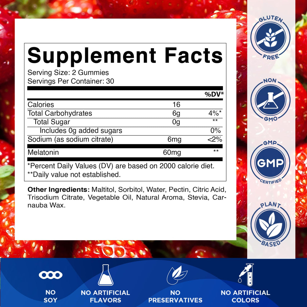 Vitamatic Sugar Free Melatonin 60 mg - 60 Vegetarian Gummies - Non-Habit Forming Supplement Vitamatic
