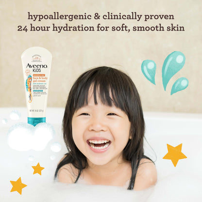 Aveeno Sensitive Skin Face & Body Gel Cream for Kids with Prebiotic Oat, Clinically Proven 24 Hour Hydration for Soft Skin Aveeno Baby
