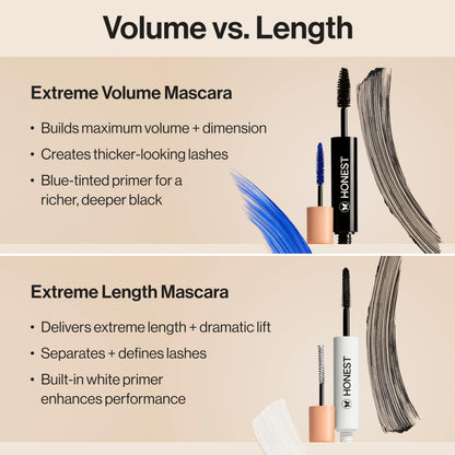 Honest Beauty 2-in-1 Extreme Volume Clean Mascara, Black, 0.27 fl oz Honest Beauty