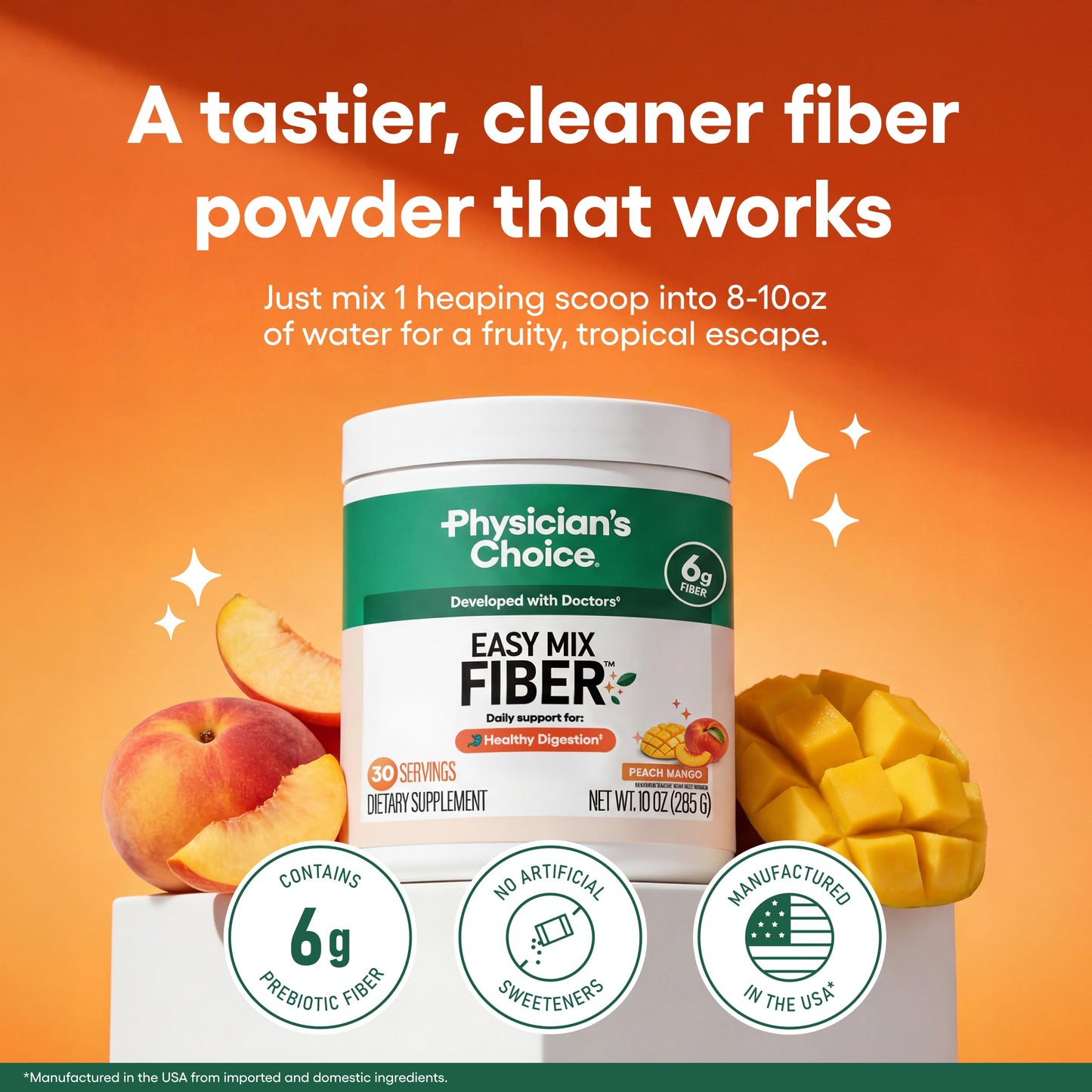 Physician's CHOICE Easy Mix Fiber for Digestive Health & Regularity - No Grit - Daily Prebiotic Soluble Fiber Powder Supplement Physician's CHOICE