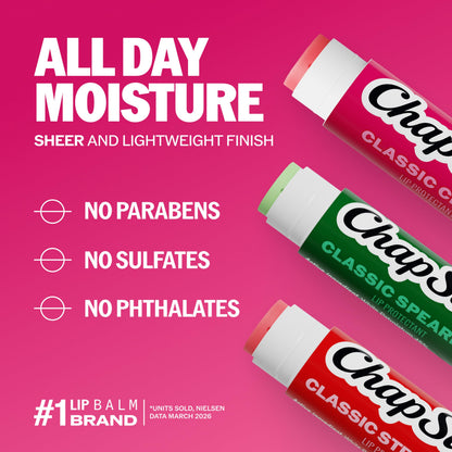 ChapStick Lip Care Set, Classic Collection 3-Pack – Spearmint, Cherry, and Strawberry Lip Balm, 0.15 Oz Ea ChapStick