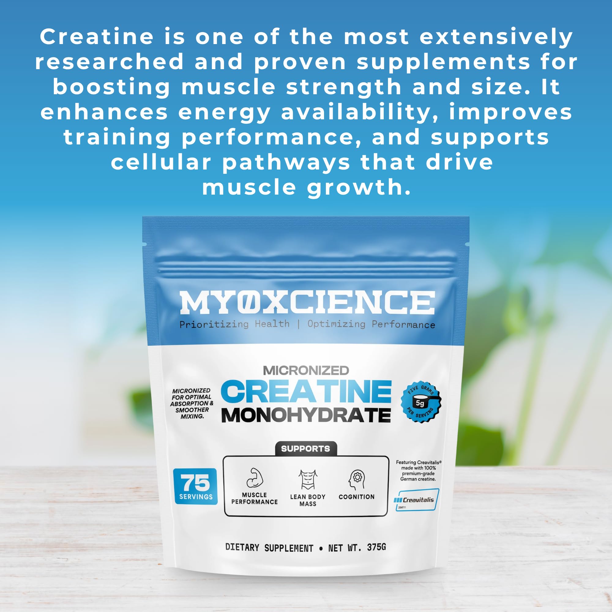 MYOXCIENCE Micronized Creavitalis Creatine | The World’s Purest Micronized Form of Creatine Monohydrate | Supports Muscle Performance, Lean Body Mass, & Cognition | 75 Servings MYOXCIENCE buy australia supplements