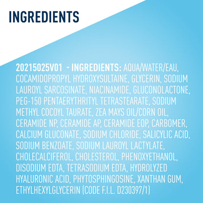 CeraVe Renewing Salicylic Acid Cleanser, BHA Exfoliating Face Wash, 16oz CeraVe