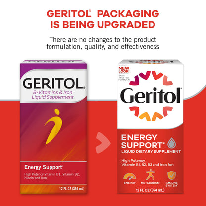 Geritol Liquid Vitamin and Iron Supplement, Energy Support, Contains High Potency B-Vitamins and Iron, Pleasant Tasting, Easy to Swallow Geritol