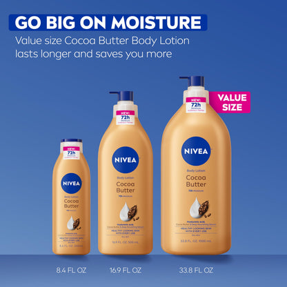 NIVEA Cocoa Butter Body Lotion for Dry Skin with Hyaluronic Acid, 33.8 Oz NIVEA