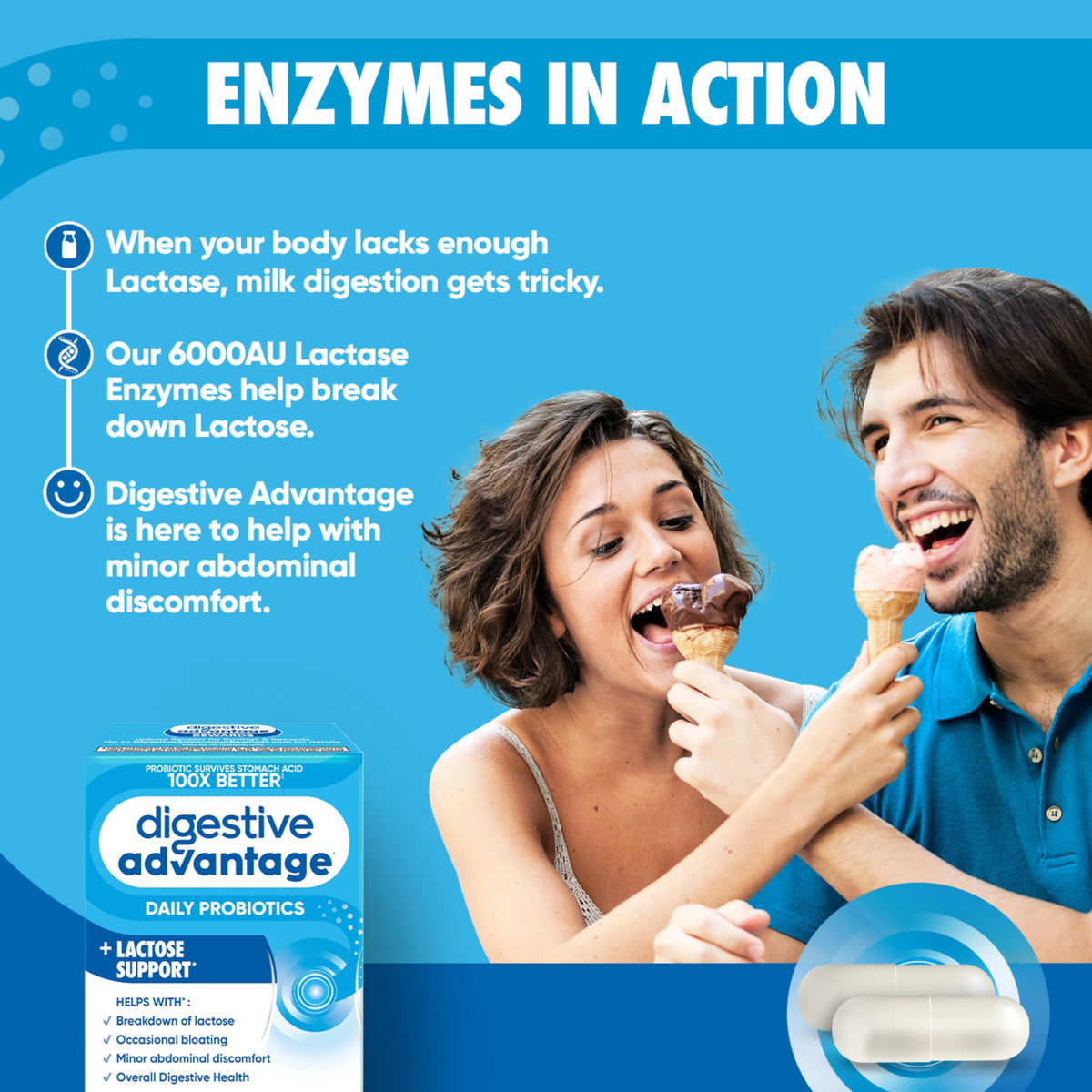 Digestive Advantage Lactose Defense Capsules (96 Count In A Box), Helps Breaks Down Lactose and Defend Against Digestive Upset Digestive Advantage