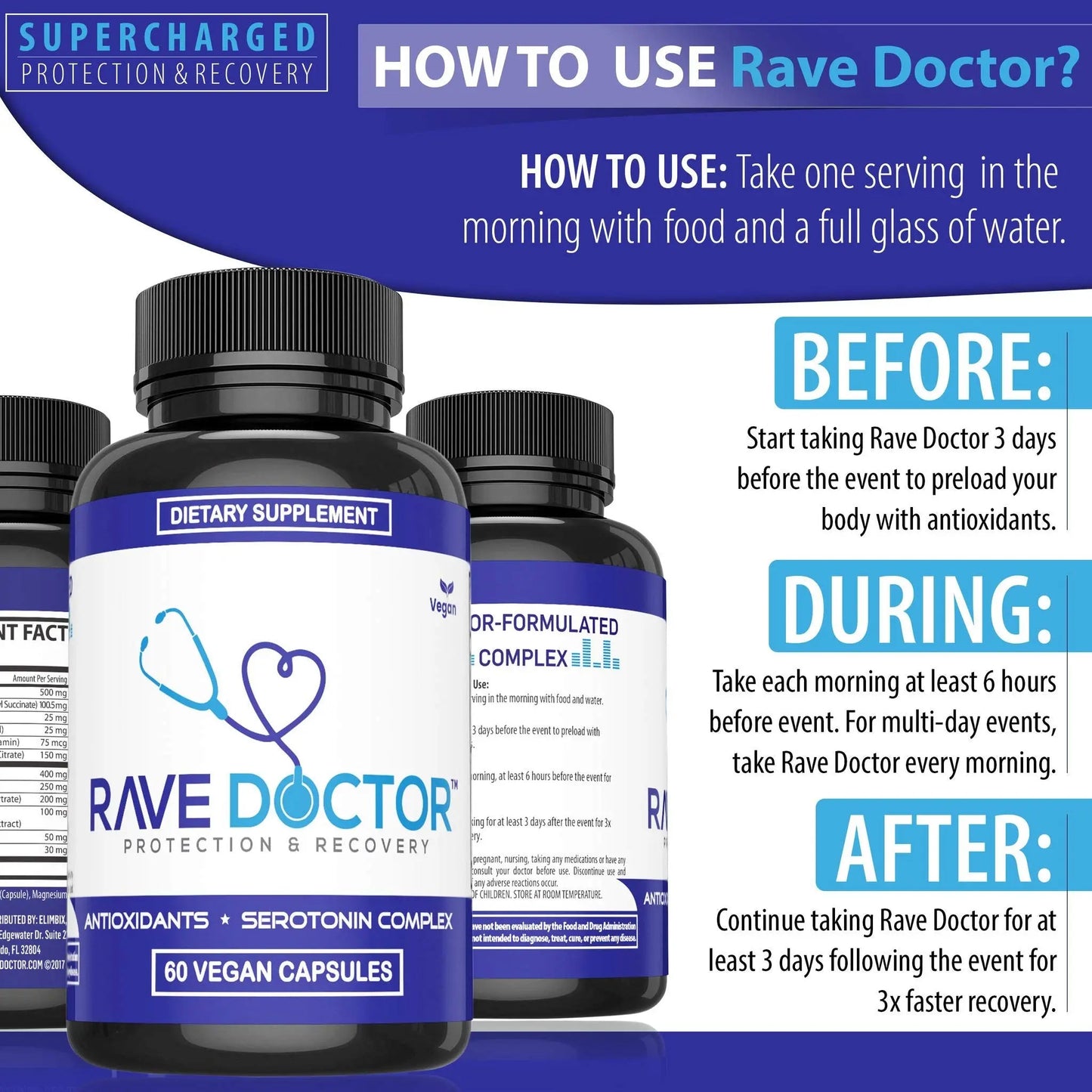 Rave Doctor 5 HTP Supplement - Essential Rave Vitamins for Festival Goers, Rave Accessories, Festival Essentials, Festival Gear, Rave Essentials, 5htp Supplement Rave Doctor