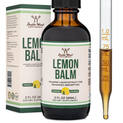 Double Wood Supplements Organic Lemon Balm Tincture - for Digestion & Relaxation 590mg - 2FL OZ, 120 Servings Double Wood Supplements