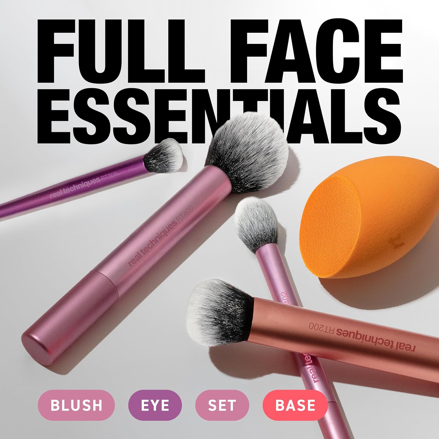 Real Techniques Everyday Essentials 5 Piece Makeup Brush & Face Sponge Set, For Eyeshadow, Foundation, Blush, Bronzer & Contour, Includes Makeup Sponge, Cruelty-Free Gsupps Australia