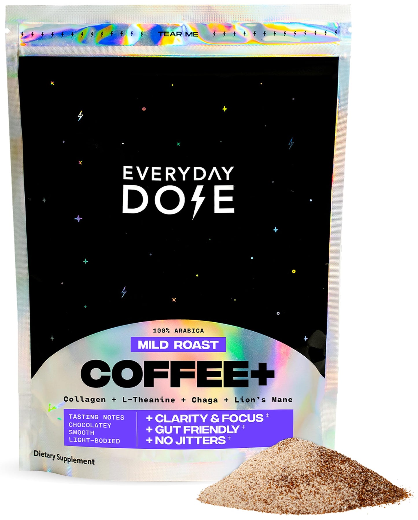 Everyday Dose Premium Adaptogenic Mushroom Coffee with Grass-Fed Collagen, Chaga, Lions Mane & L-Theanine for Better Focus, Energy, Digestion, Skin, and Immunity 30 Servings Everyday Dose