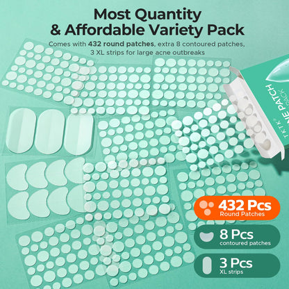 TKTK 443 Count Pimple Patches for Face, Hydrocolloid Acne Cover Patch Bulk TKTK