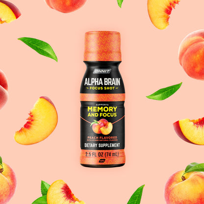 ONNIT Alpha Brain Focus Shot, Tropical Flavor, Nootropic Dietary Supplement Drink that Supports Energy, Focus, and Mood, IGEN™ Non-GMO Tested, 2.5 fl oz, 6 Count