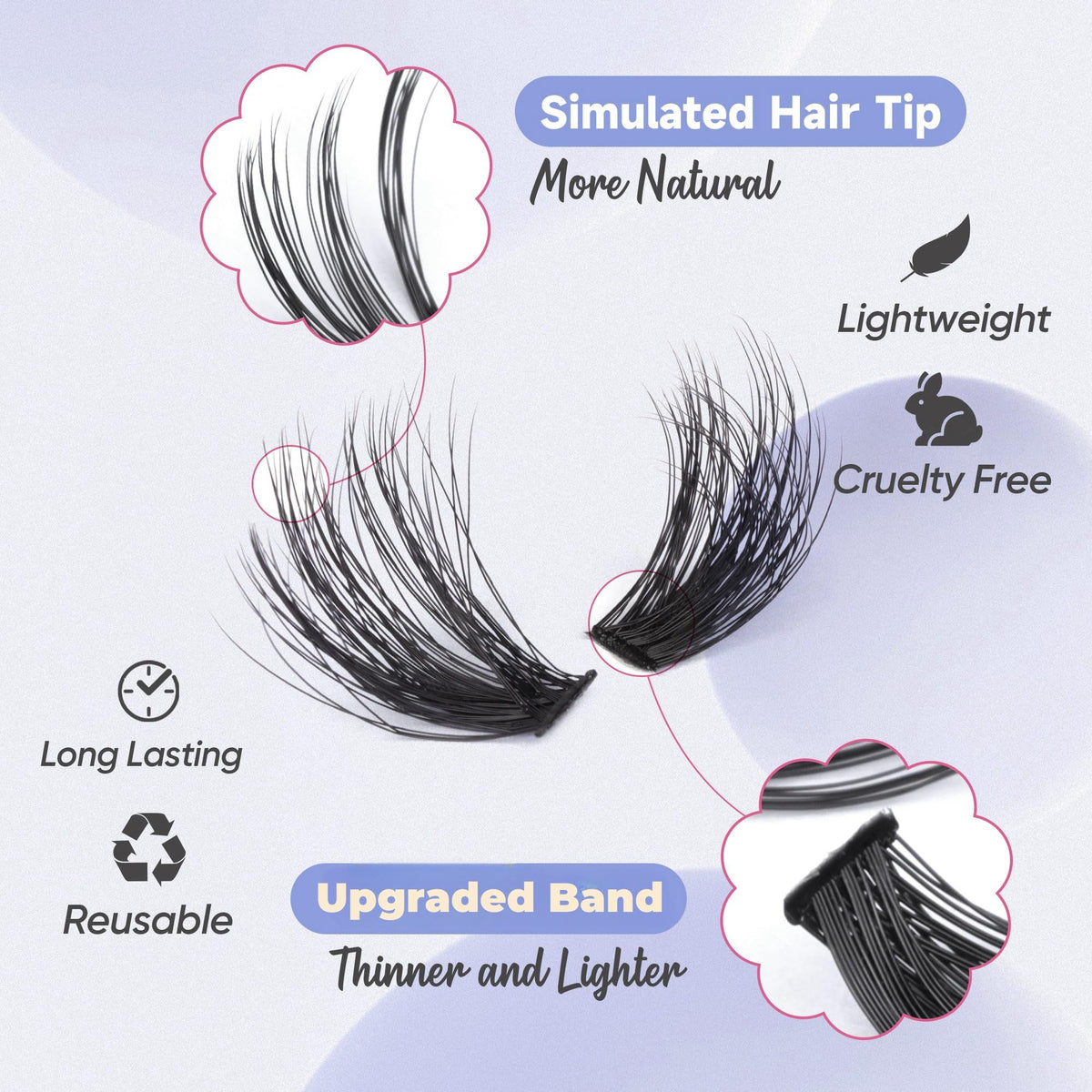 Fluff Lash Clusters 60D+80D Thick Eyelash Clusters D Curly Wispy Individual Lashes 10-18mm Cluster Eyelash Extensions 280pcs False Eyelashes DIY Flat Lash Extension by TOOCHUNAG TOOCHUNAG