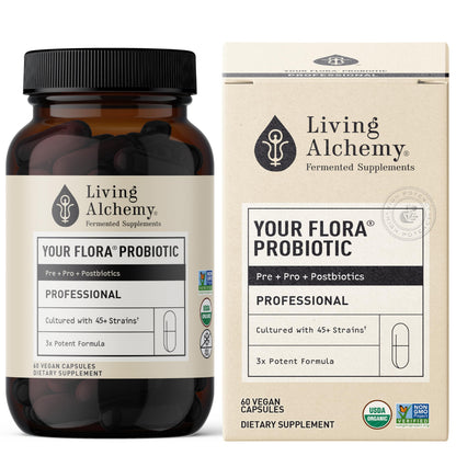 Living Alchemy Gut Health Supplements for Men & Women - Your Flora Probiotic Professional Digestion Supplement with Fermented Soybean, Prebiotics, Living Alchemy