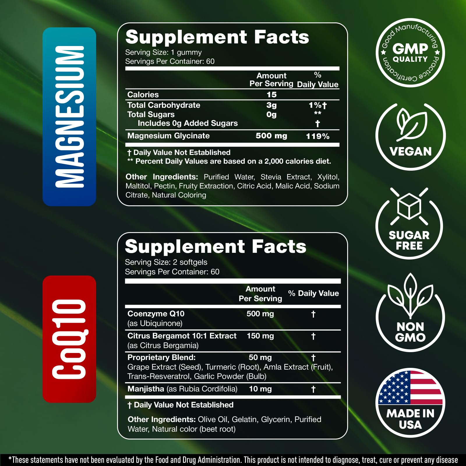 CoQ10 500mg + Magnesium Glycinate Gummies Bundle – High Absorption Coenzyme Q10 120 Softgels & 60 Sugar-Free Sleep Gummies – Heart, Energy & Mood Support – Enhanced Formula, USA Made JOYLI Nutrition buy australia supplements