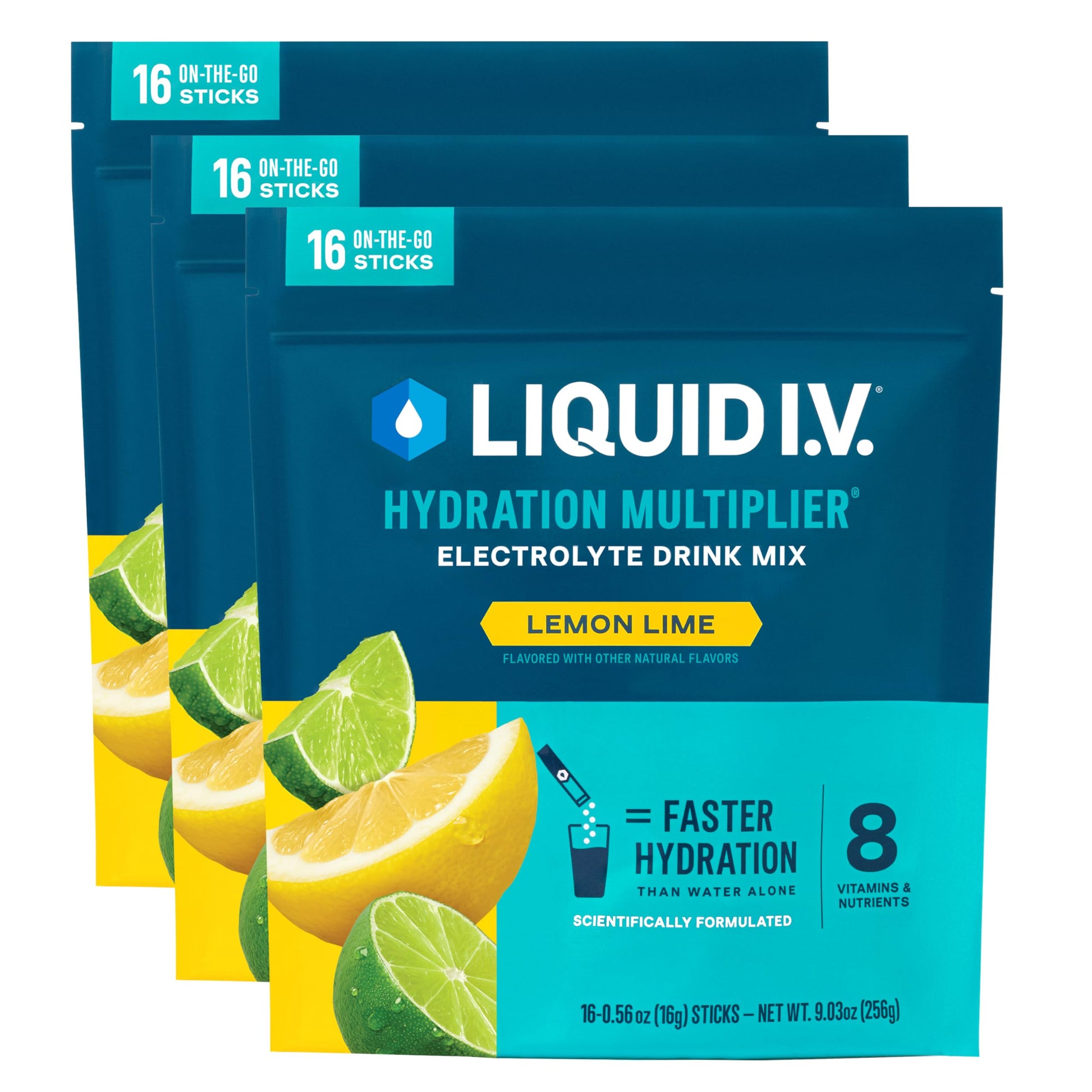 Liquid I.V.® Hydration Multiplier - Lemon Lime | Electrolyte Powder Drink Mix | 3 Pack (48 Servings) Liquid I.V. buy australia supplements