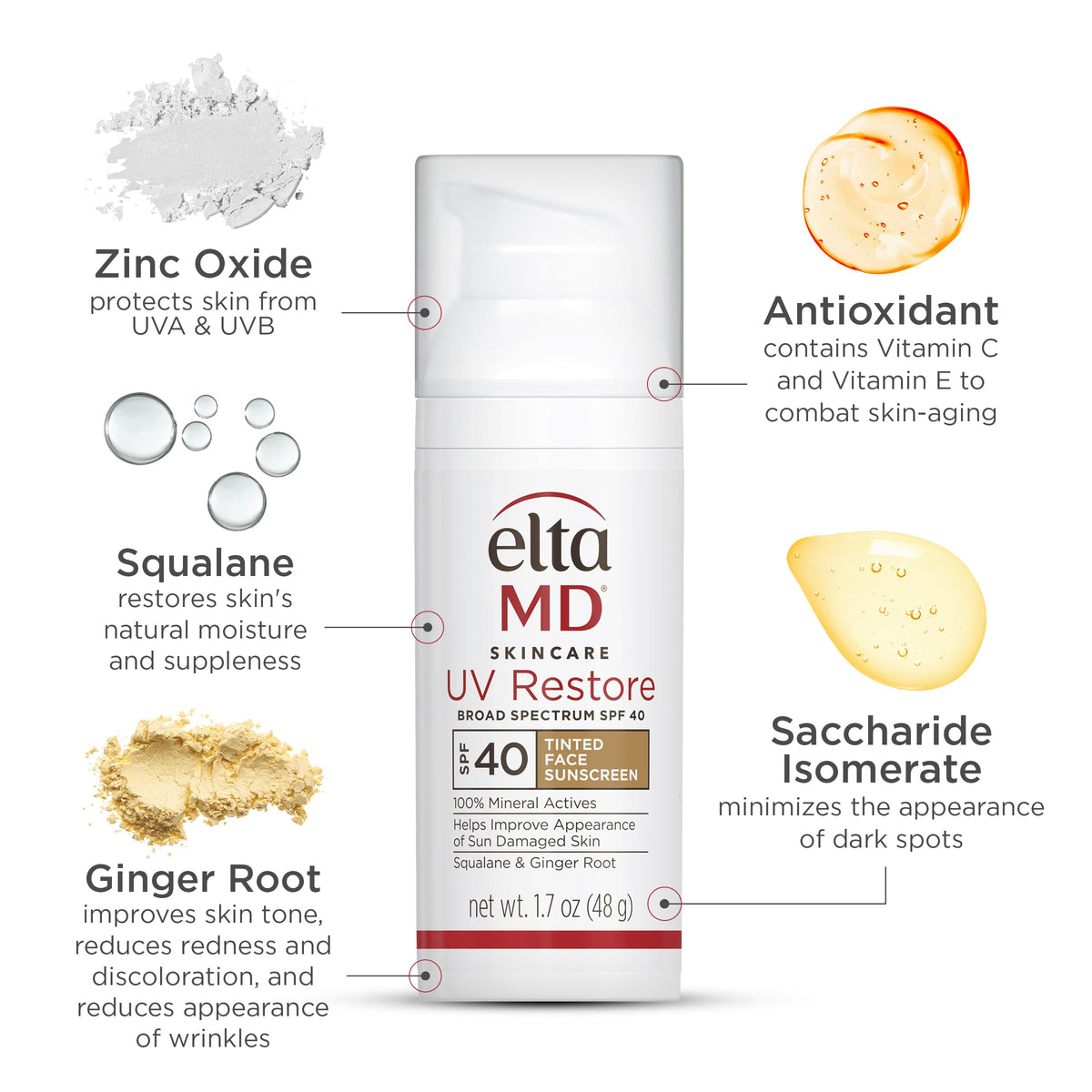 EltaMD UV Restore Tinted 100% Mineral Face Sunscreen, SPF 40, 1.7 oz EltaMD