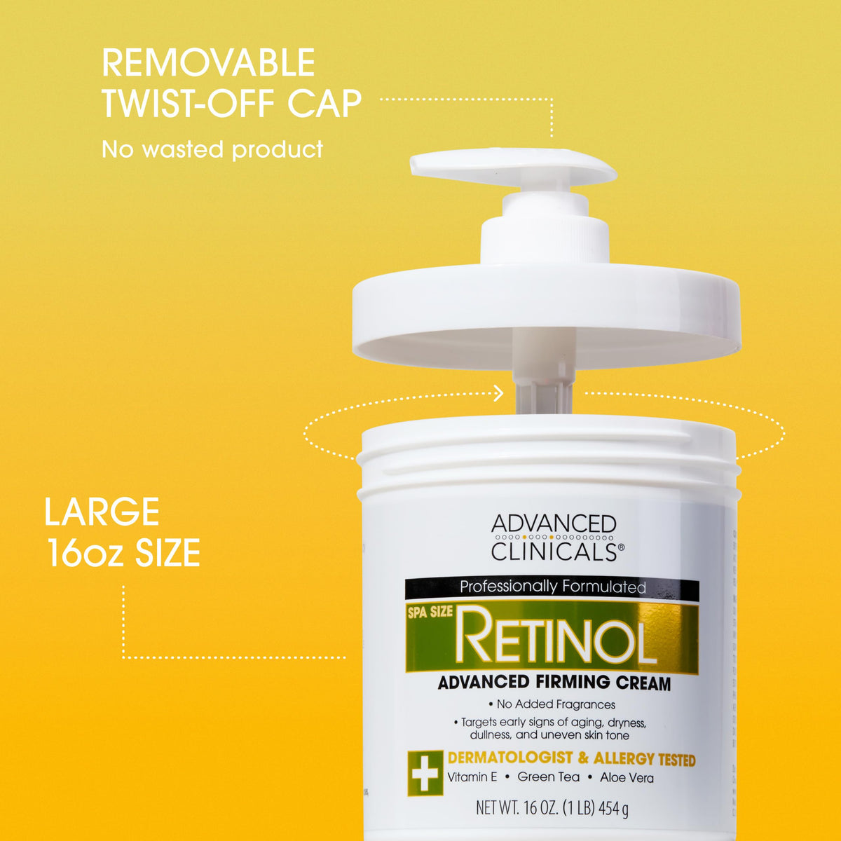Advanced Clinicals Retinol Body Lotion & Face Moisturizer | Visible Anti Aging Skin Care Retinol Body Cream For Women & Men Targets Look Of Fine Lines, Wrinkles, & Crepe Looking Dry Skin, 16 Ounce Advanced Clinicals