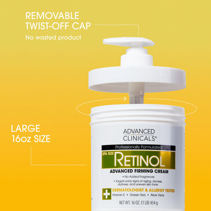 Advanced Clinicals Retinol Body Lotion & Face Moisturizer | Visible Anti Aging Skin Care Retinol Body Cream For Women & Men Targets Look Of Fine Lines, Wrinkles, & Crepe Looking Dry Skin, 16 Ounce Advanced Clinicals