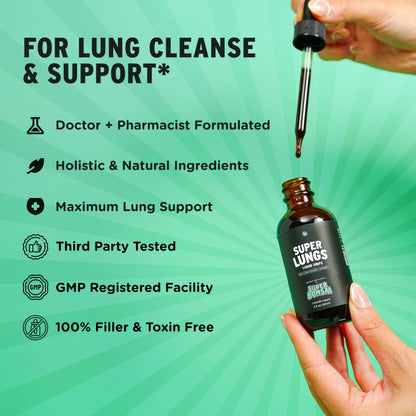 SuperBonsai Super Lungs Mullein Drops – Herbal Lung Support Tincture with Mullein Leaf Extract Elderberry Reishi Marshmallow Root SuperBonsai