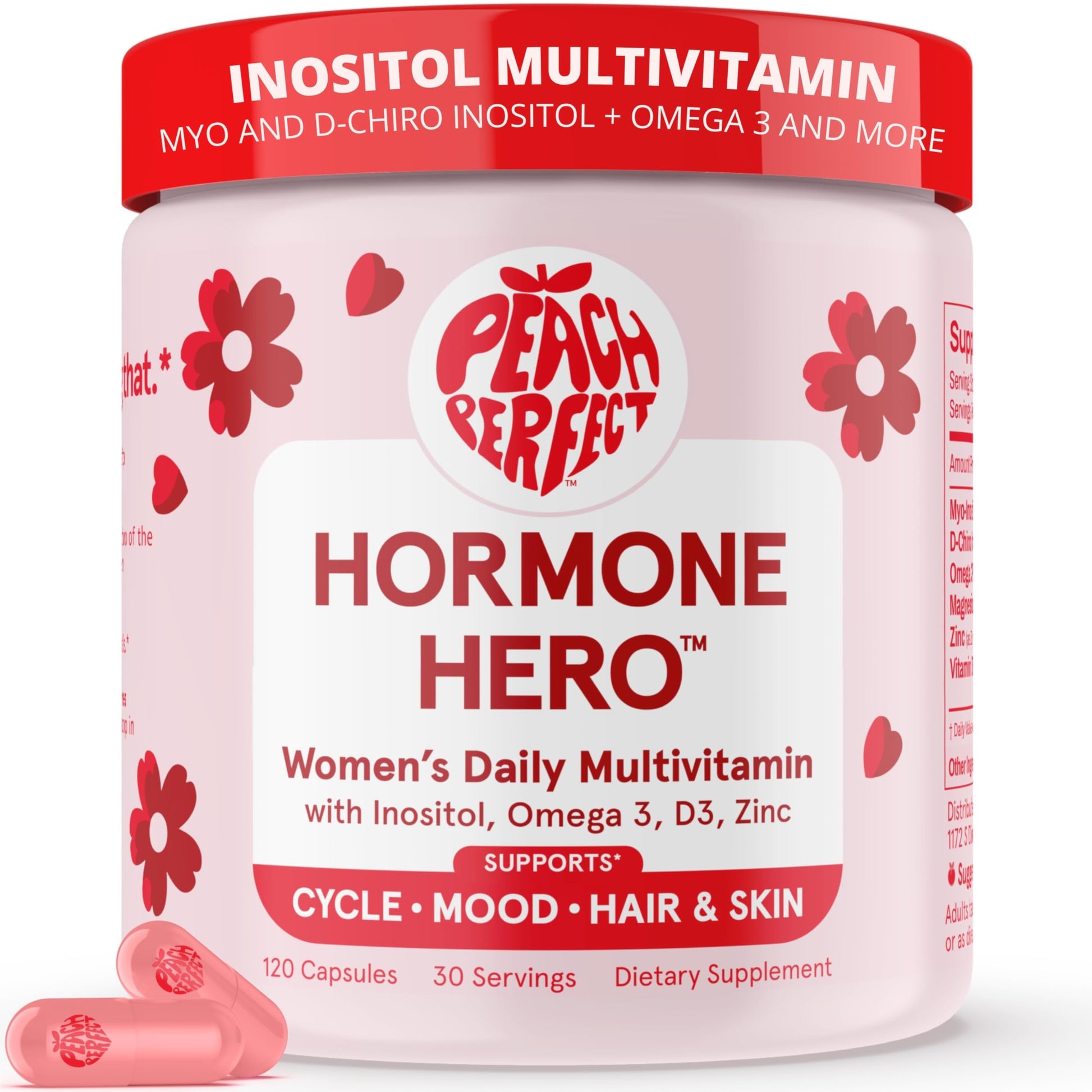 Peach Perfect Inositol Multivitamin – Myo-Inositol & D-Chiro 40:1 Blend, Omega-3, Vitamin D3, Magnesium, Zinc – Supports Women’s Health, Mood, Energy, Supplement – 30 SVG Peach Perfect buy australia supplements
