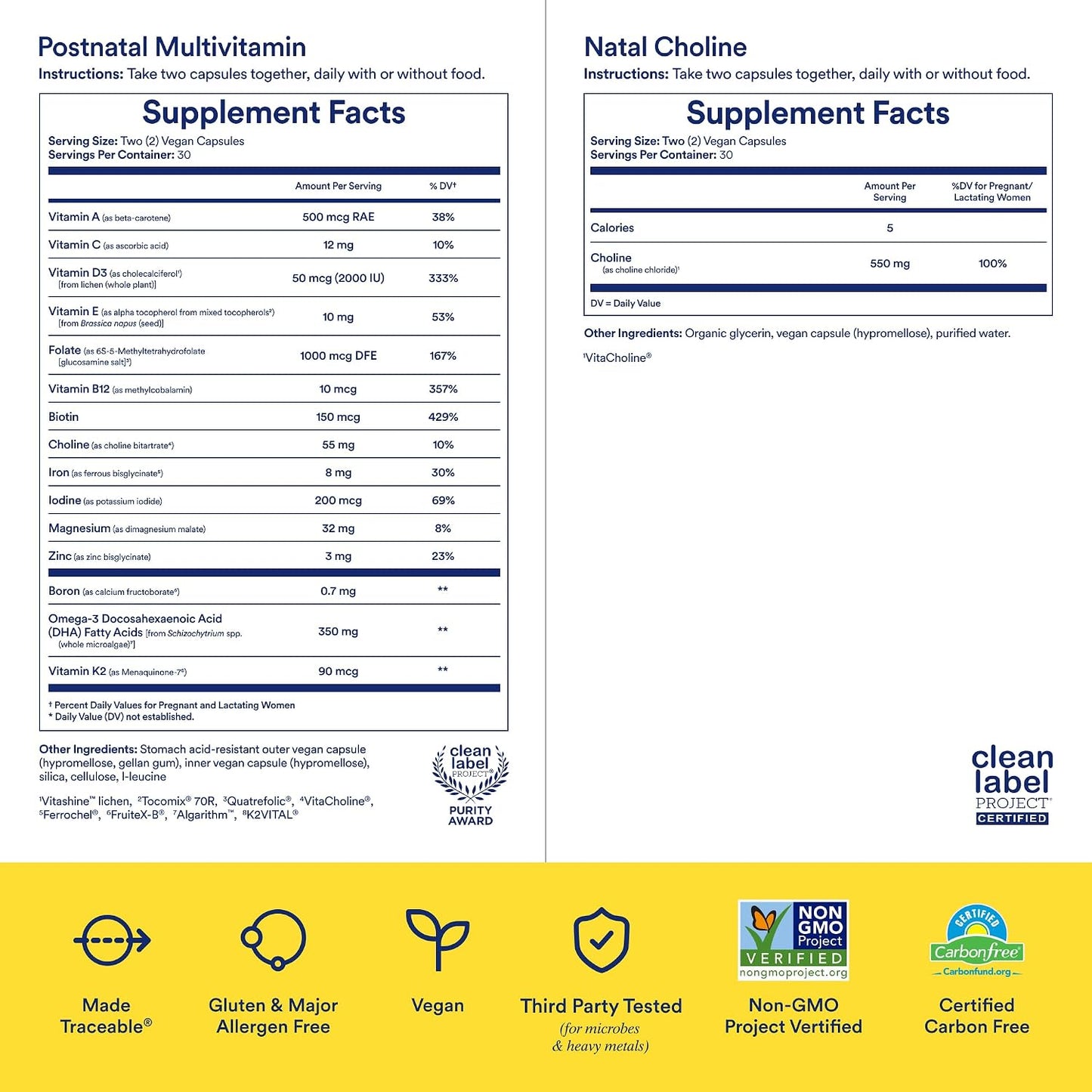 Ritual Postnatal Mom-to-Baby Set, Postpartum Multivitamin and Natal Choline Supplements, Supports Lactation, Immune Function, and Baby's Cognitive Function