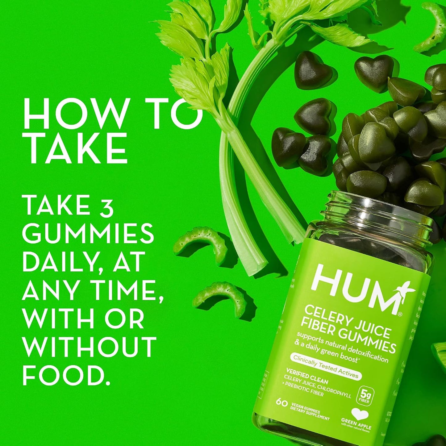 HUM Green Detox Bundle with Flatter Me Digestive Enzymes, Daily Cleanse Acne Supplement, and Celery Juice Fiber Gummies with Chlorophyll, 3-Step Wellness Set, Supports Digestive & Gut Health