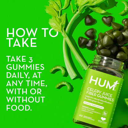 HUM Green Detox Bundle with Flatter Me Digestive Enzymes, Daily Cleanse Acne Supplement, and Celery Juice Fiber Gummies with Chlorophyll, 3-Step Wellness Set, Supports Digestive & Gut Health