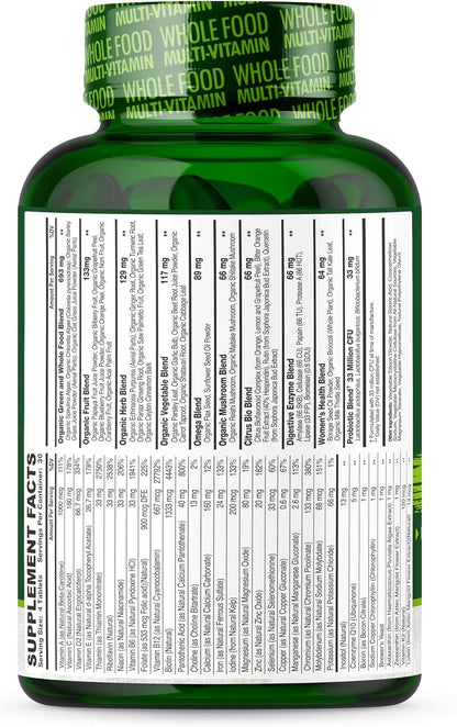 Wholesome Wellness Whole Food Multivitamin for Women - Natural Multi Vitamins, Minerals, Organic Extracts - 120 Tablets Gsupps Australia