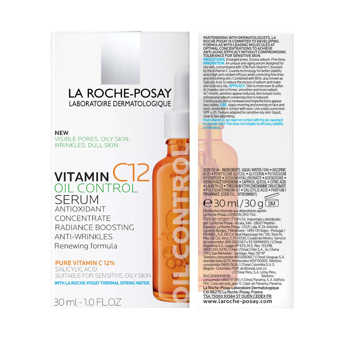 La Roche-Posay Pure 12% Vitamin C Serum with Hyaluronic Acid, 1.01 fl oz La Roche-Posay