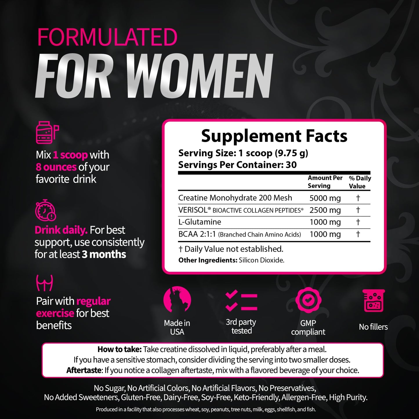 Bold Buns Creatine for Women – Booty Builder Supplement with Collagen & BCAA – Supports Muscle Development, Post-Workout Recovery, Skin Elasticity Bold Buns