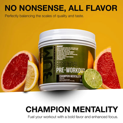 RAW Essential Pre-Workout Powder (Champion Mentality) - Chris Bumstead Sports Nutrition Supplement for Men & Women - Preworkout Energy Powder with Caffein RAW