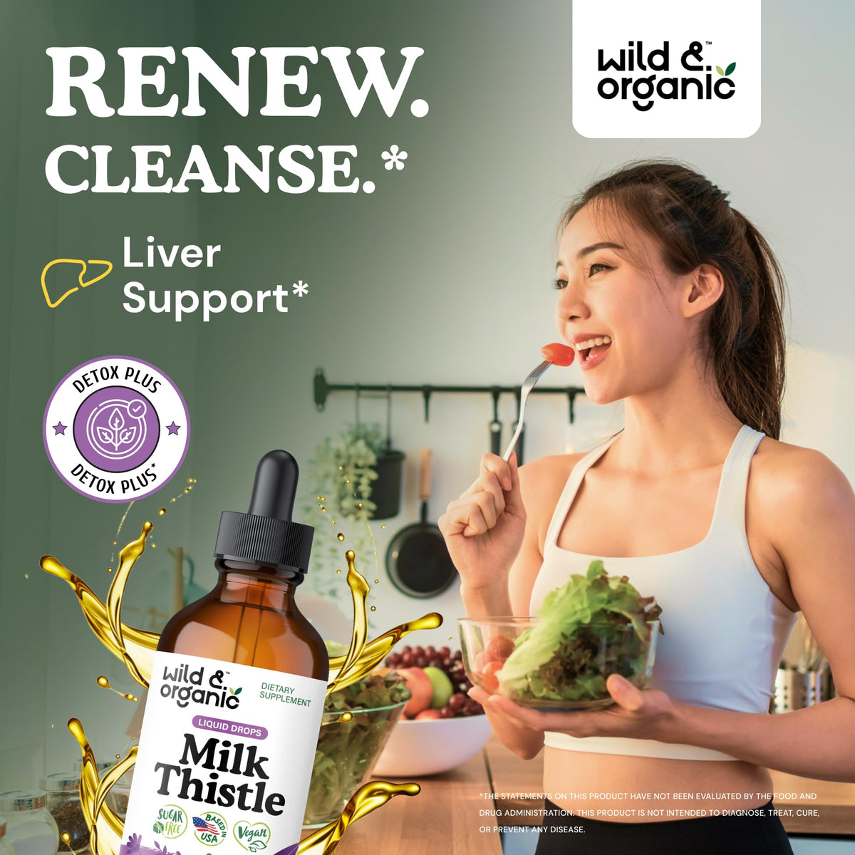 Wild & Organic Milk Thistle Liquid Drops - Liver Cleanse Detox - Silymarin Milk Thistle Supplement for Liver Support - Add to Tea - Silybum Marianum Seed Extract Tincture Wild & Organic