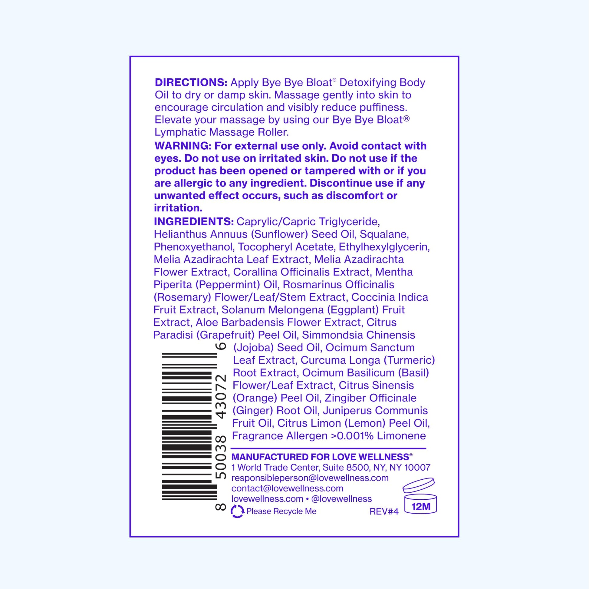 Love Wellness Bye Bye Bloat Detoxifying Body Oil | Lymphatic Drainage Oil to Hydrate, Depuff & Awaken Skin | Reduce Swelling Massage Oil for Women with Peppermint, Grapefruit & Rosemary Oil |100 mL Love Wellness buy australia supplements