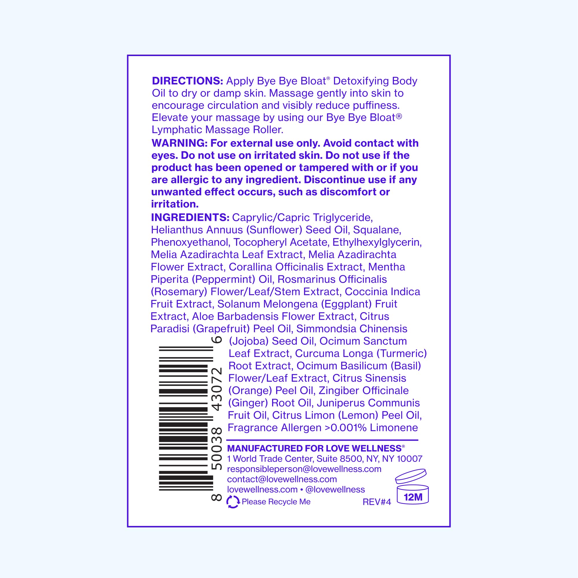 Love Wellness Bye Bye Bloat Detoxifying Body Oil | Lymphatic Drainage Oil to Hydrate, Depuff & Awaken Skin | Reduce Swelling Massage Oil for Women with Peppermint, Grapefruit & Rosemary Oil |100 mL Love Wellness buy australia supplements