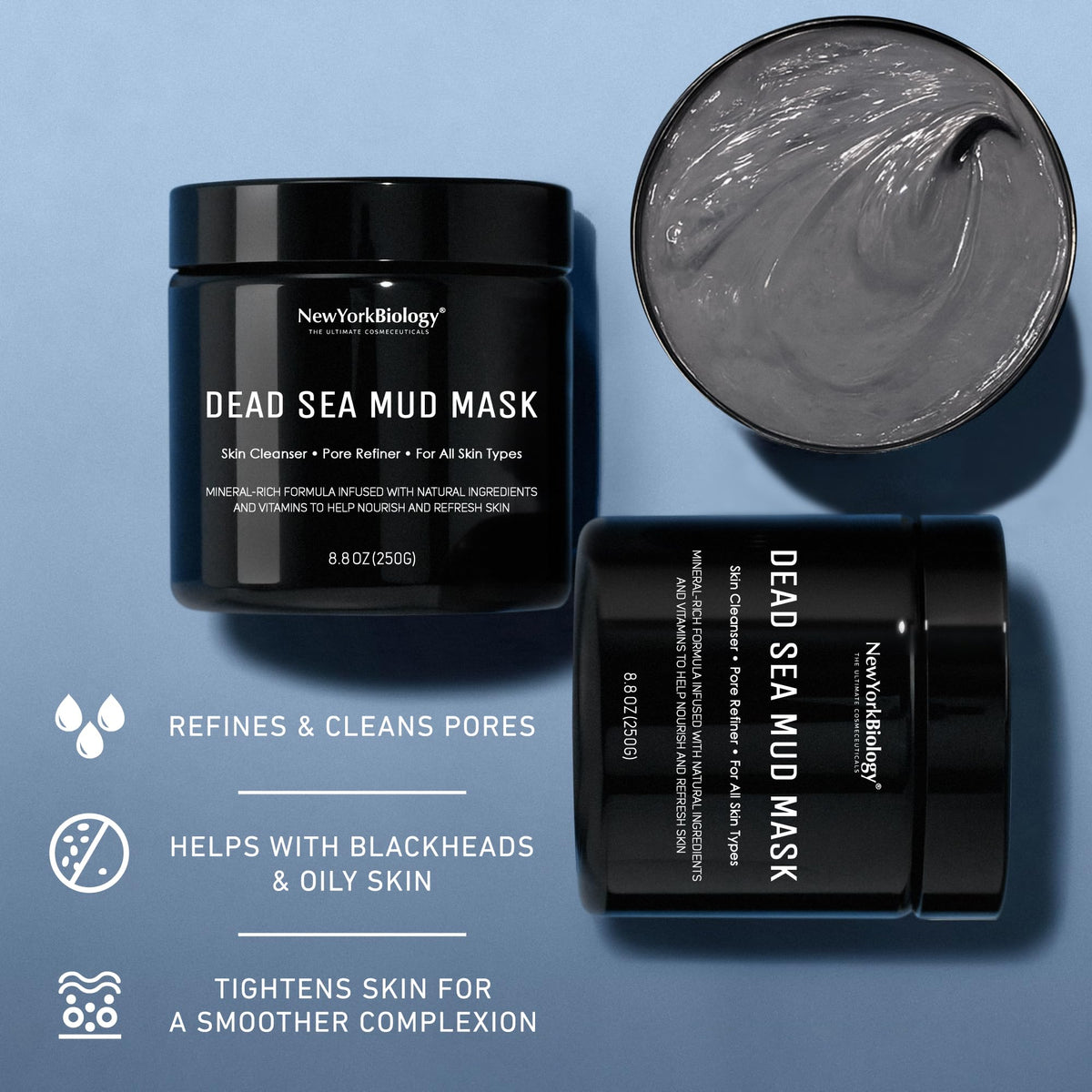 New York Biology Dead Sea Mud Mask for Face & Body - 8.8 oz NEW YORK BIOLOGY THE ULTIMATE COSMECEUTICALS