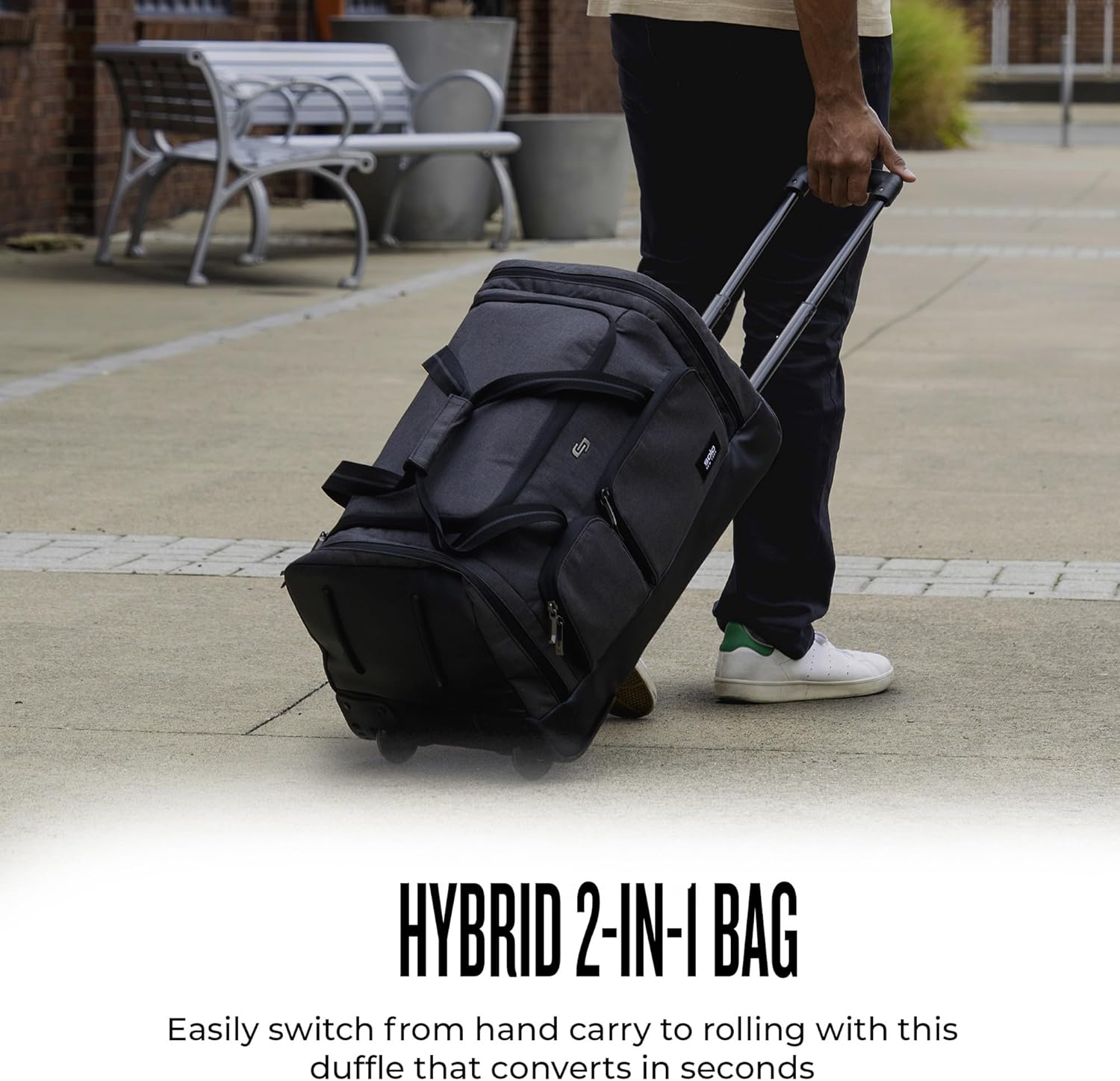 Solo New York Rolling Duffle Bag with Wheels - Wheeled Carry On Luggage for Travel, Roller Duffel for Men & Women, Telescoping Handle System, Separate Shoe & Laundry Compartment - Leroy, Gray Gsupps Australia