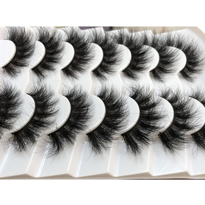 Pooplunch False Eyelashes Faux Mink Lashes Cat-Eye Look 18MM Wispy Long 8D Volume Fake Eyelash Strips 7 Pairs Pack Pooplunch